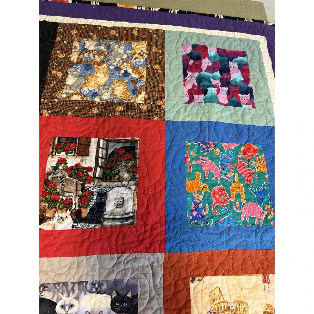 homemade quilt Patchwork Cat Theme 40x50